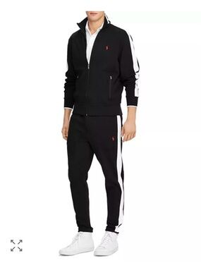 Ralph Lauren Black Sweatpants with White Side Stripes